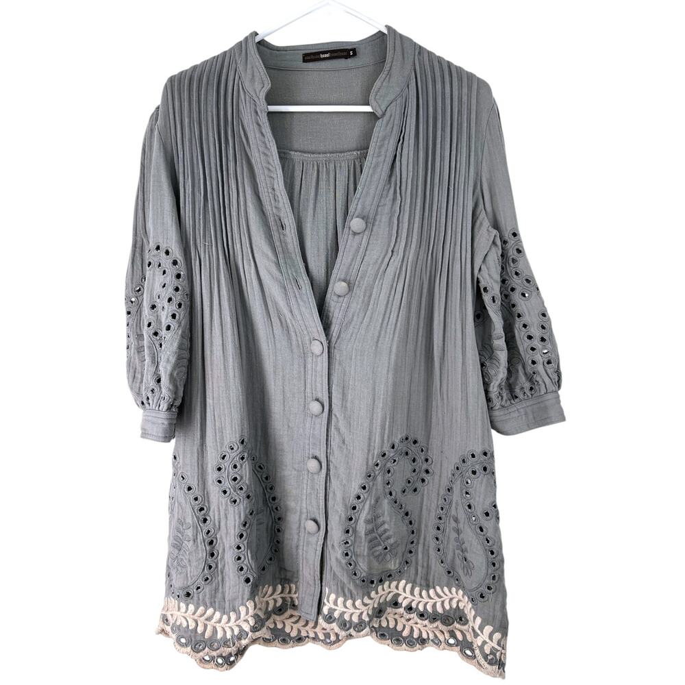 Azel Hazel hazel Anthroplogie SDress Cottage Core Eyelet Embroidered Shirt